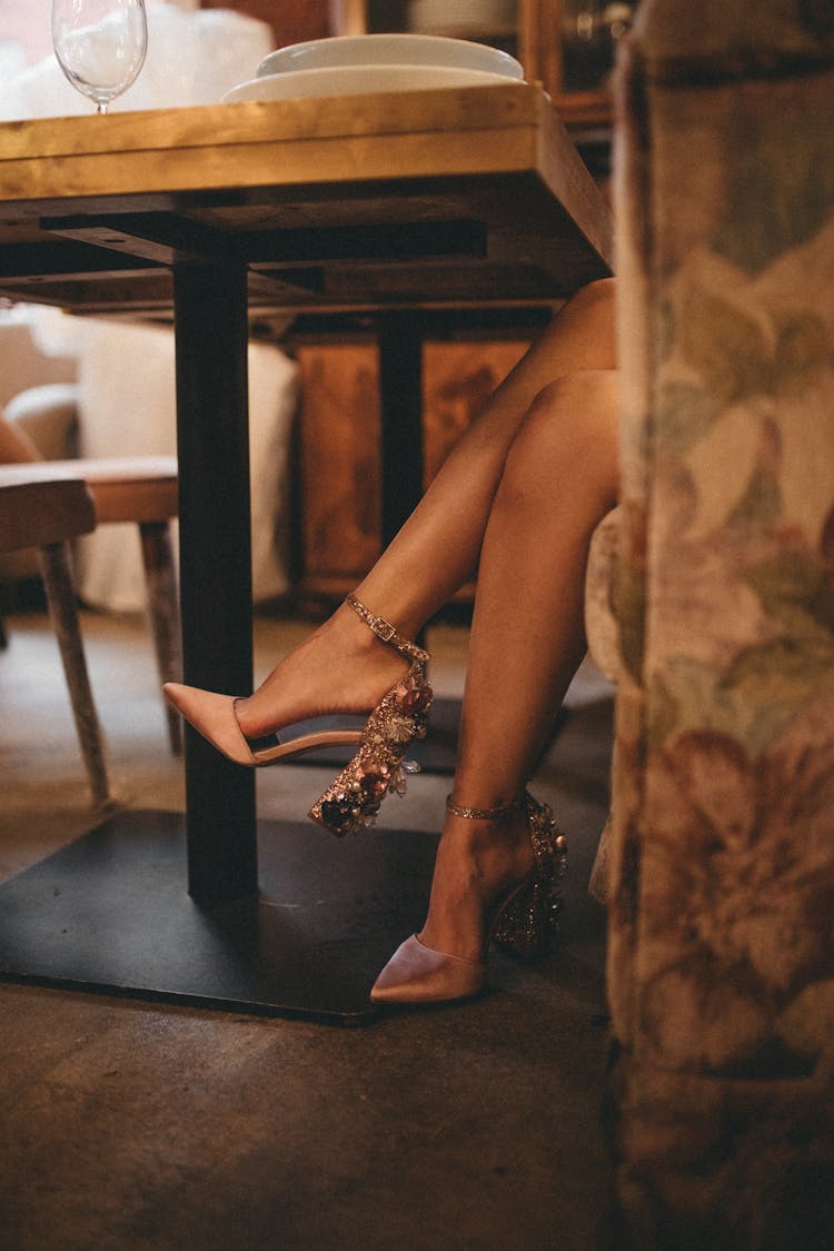 Close-up Of Woman Legs In Glamour Heels