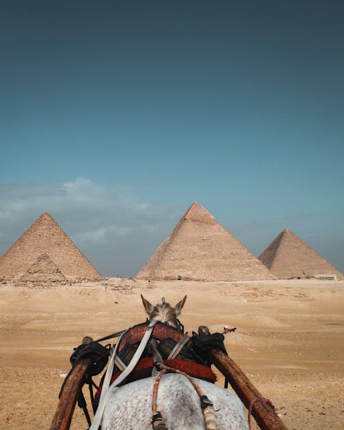 Clear Sky over Pyramids in Giza