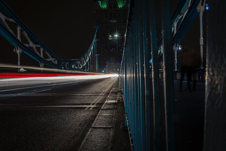 Ligths On Bridge At Night