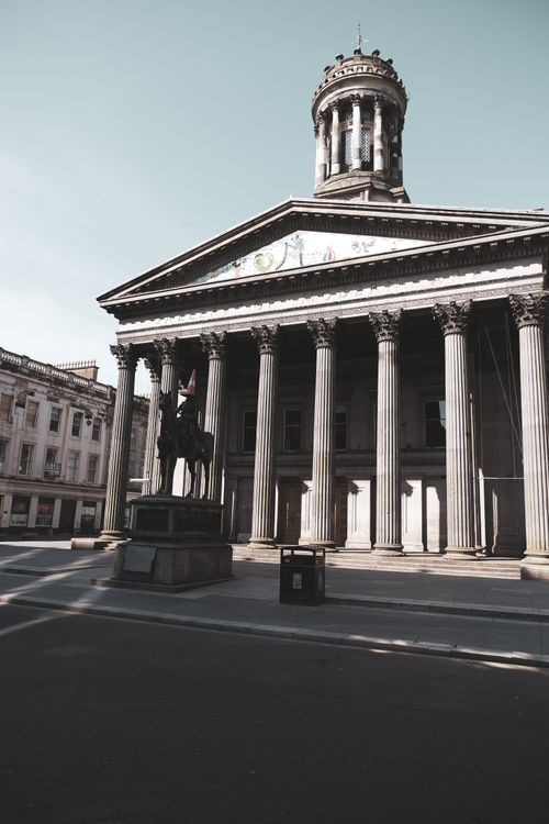 Free The iconic Gallery of Modern Art in Glasgow, Scotland under a clear sky. Stock Photo