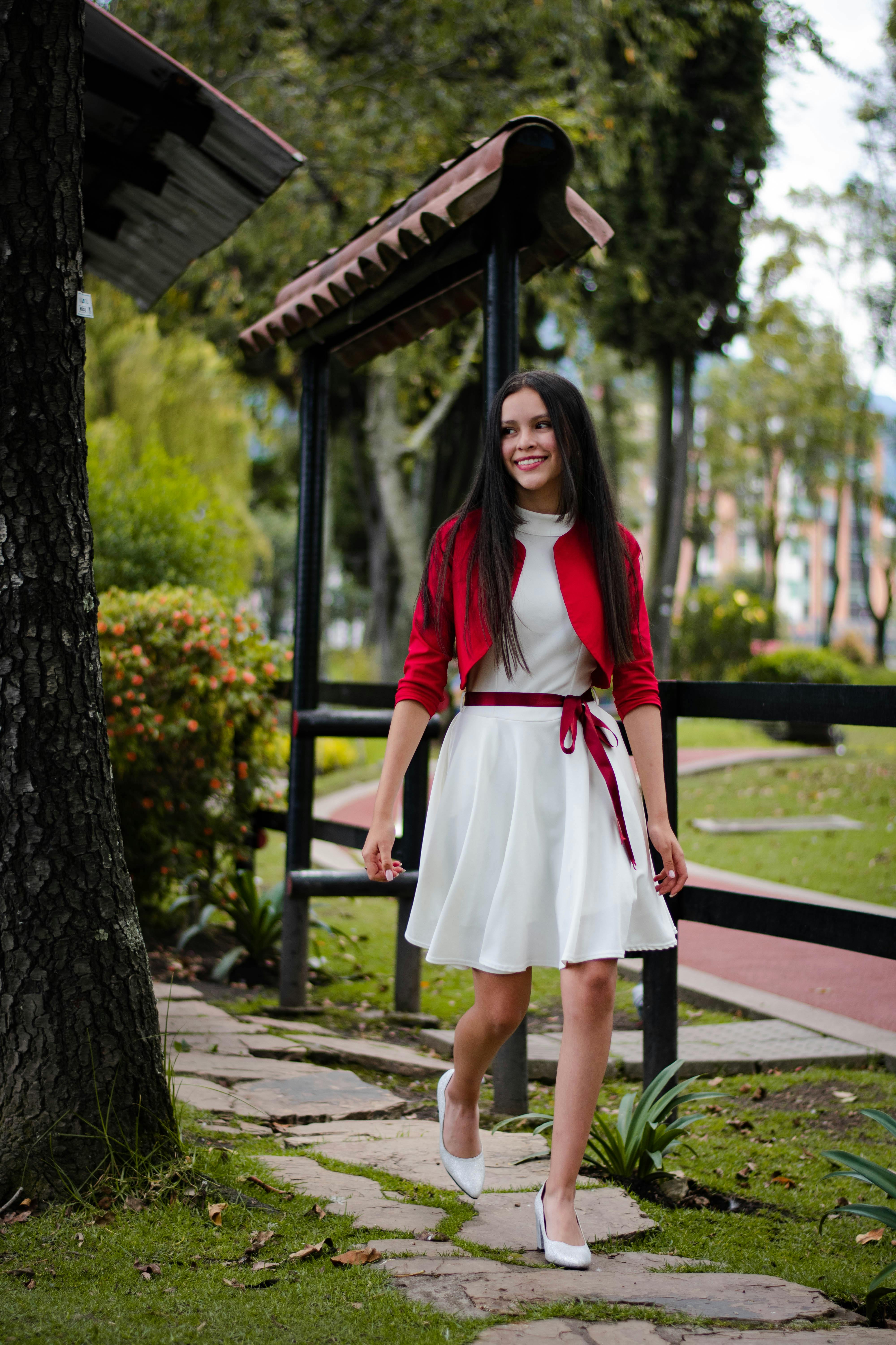 Red dress hot sale white blazer