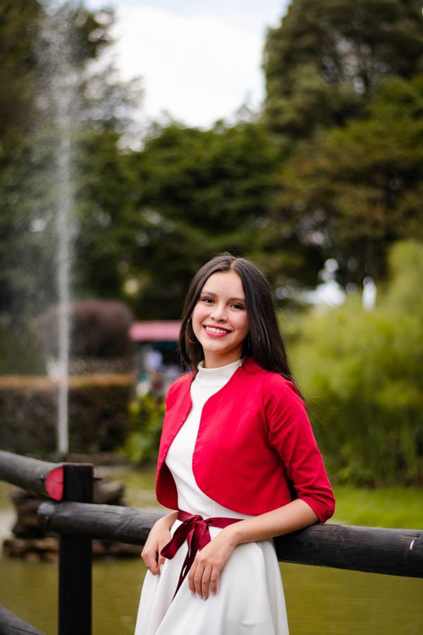 Red Cardigan and White Dress