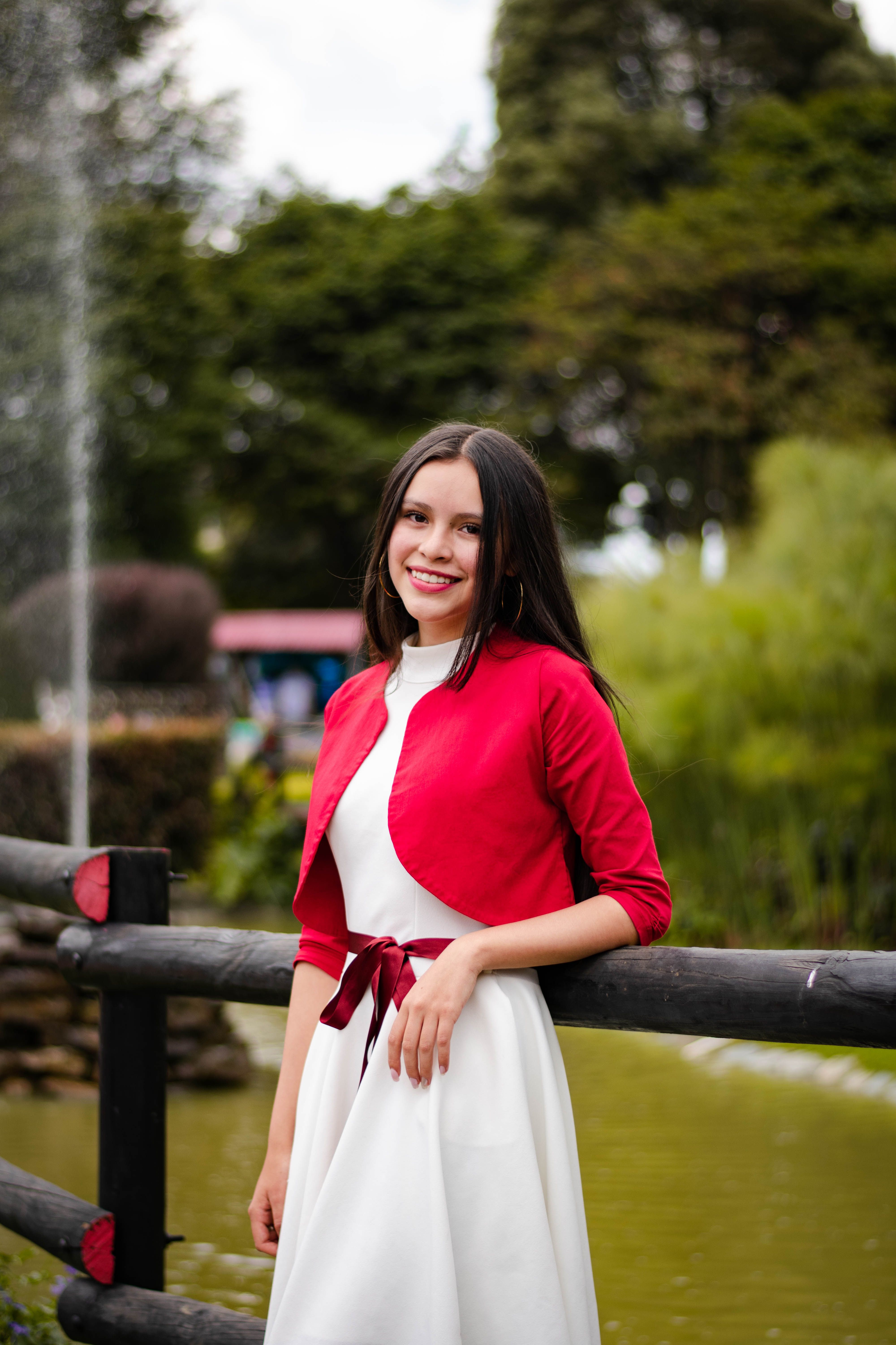 white dress with red jacket Red Dress and White Coat V-Day Look - Home