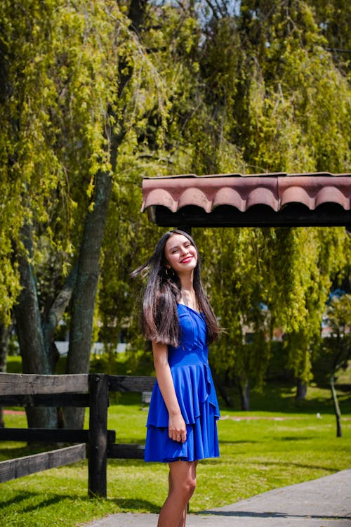 Free Photo of a Woman in Blue Dress Stock Photo