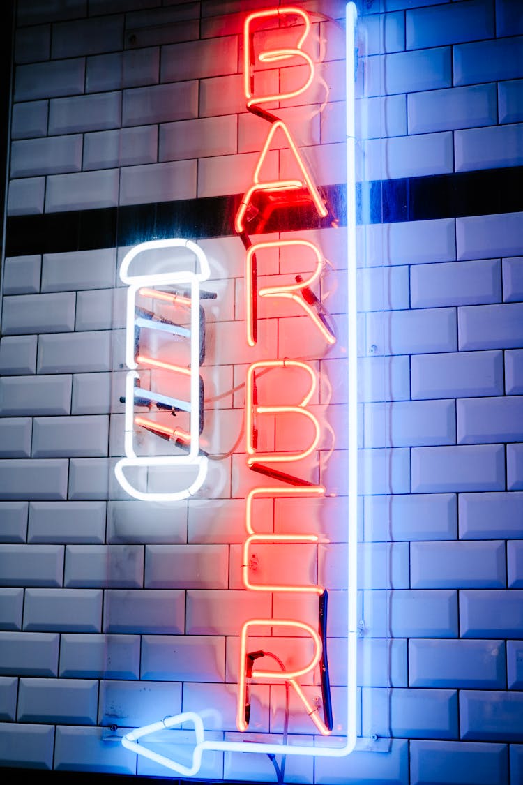 Neon Sign Advertising Barber Shop