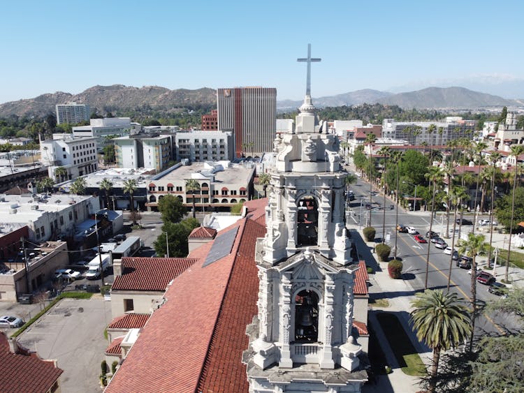 Aerial View Of The Historic Skyline Of Downtown Riverside, California, USA.