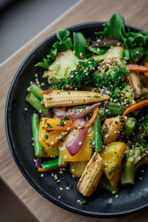 Free Colourful Salad of Cooked Vegetables Stock Photo