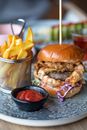 Appetizing Presentation of Hamburger with Additions