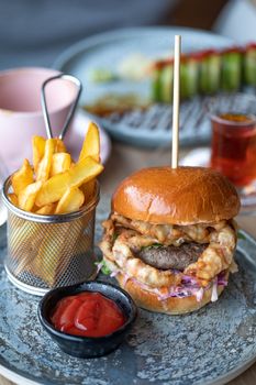 Hamburger with Additions as Main Course