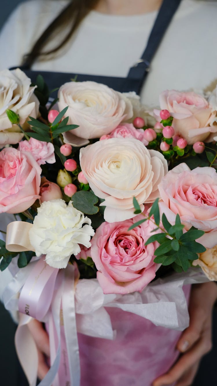 Pink And White Flowers In Beautiful Bouquet