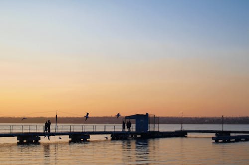 Silhouette of a Dock during Sunset