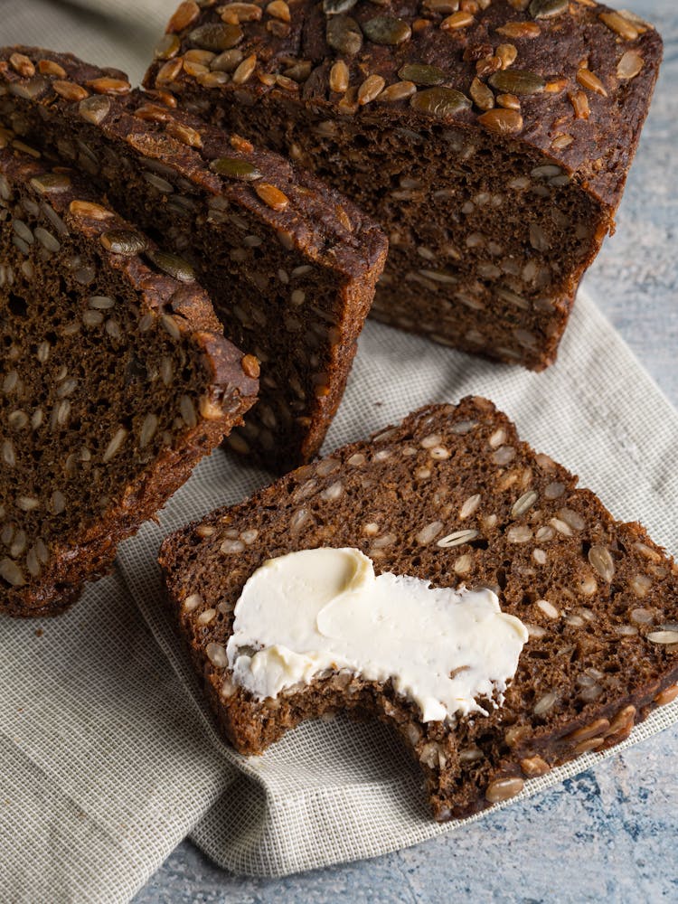 Danish Rye Bread In White Woven Fabric 