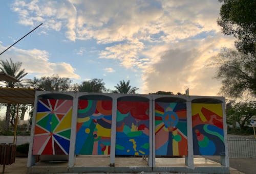 Free stock photo of blue sky, bus stop, clouds