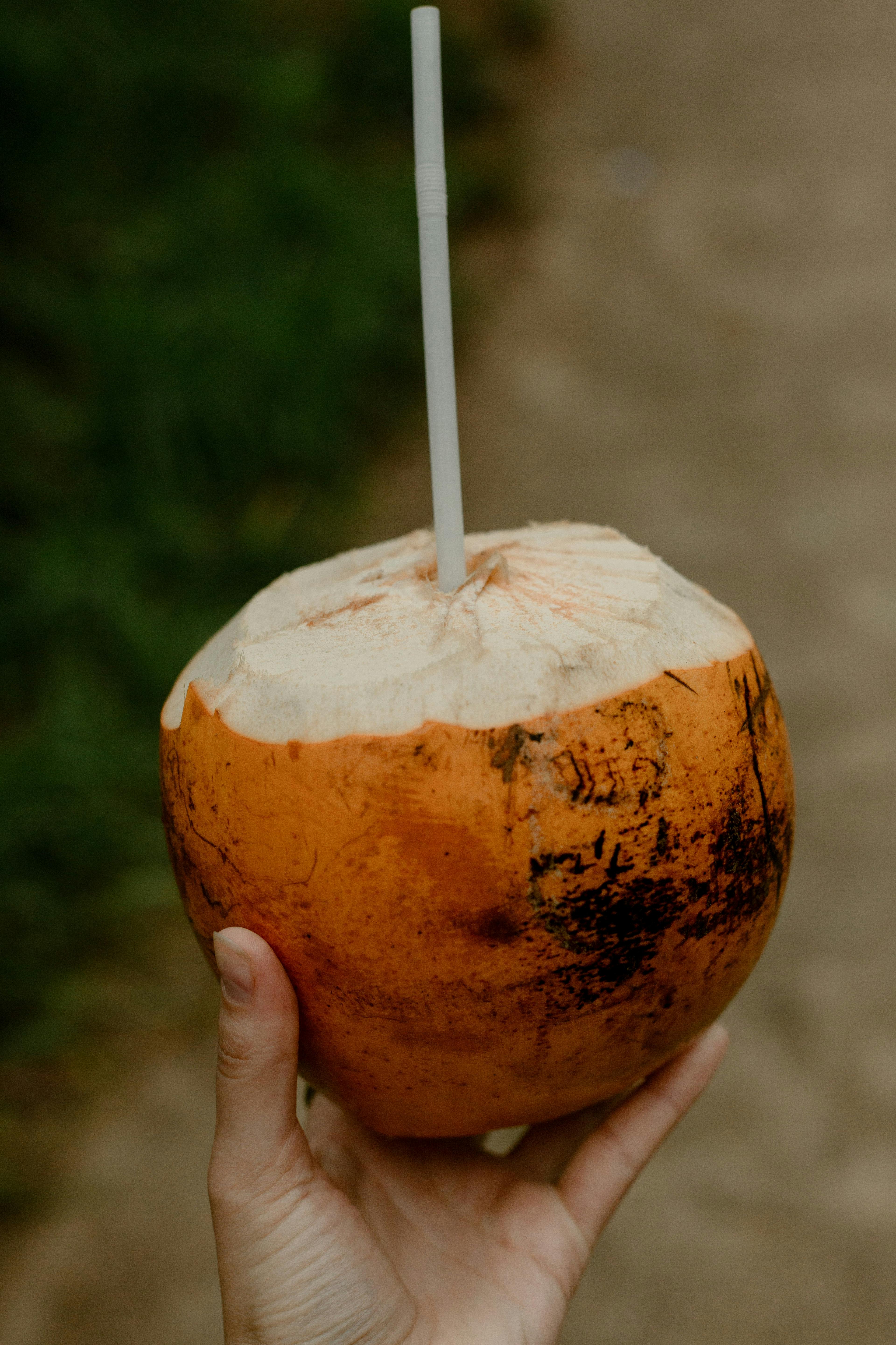 coconuts with a bendy straw