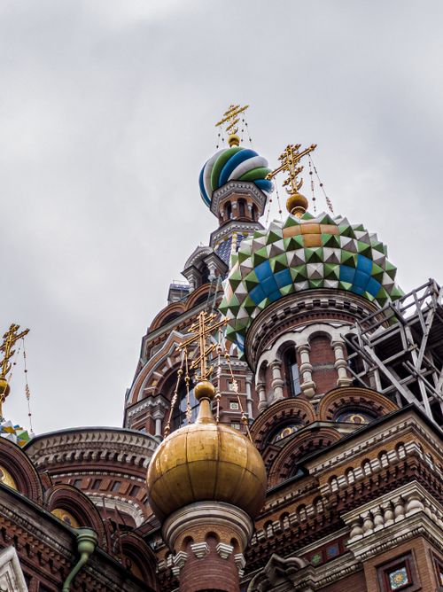 Free Stunning view of the iconic domes of the Church of the Savior on Spilled Blood in Saint Petersburg, Russia. Stock Photo