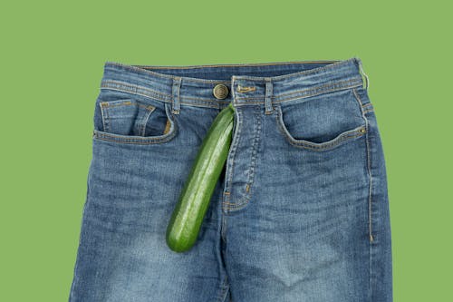 Straight penis cucumber in jeans