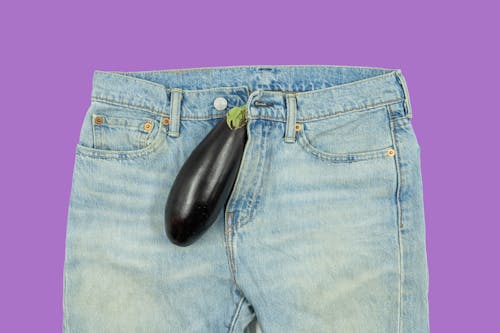 Thick penis fruit Eggplant in jeans