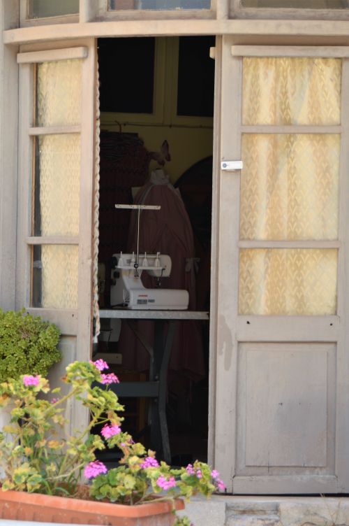 Free inside the old sewing shop Stock Photo