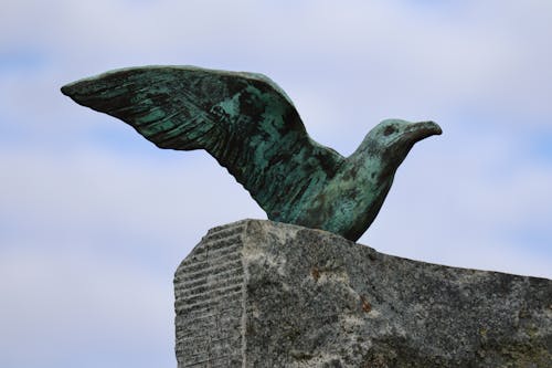 Bird Statue on Concrete Stone Close-up Photo