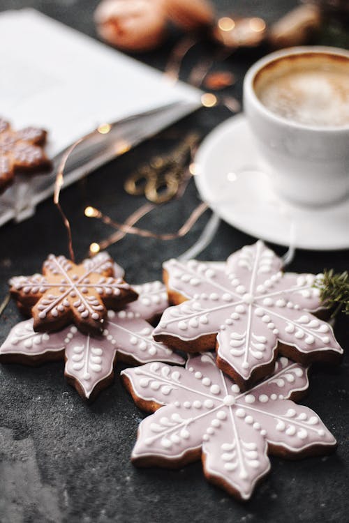 Christmas Cookies next to Coffee
