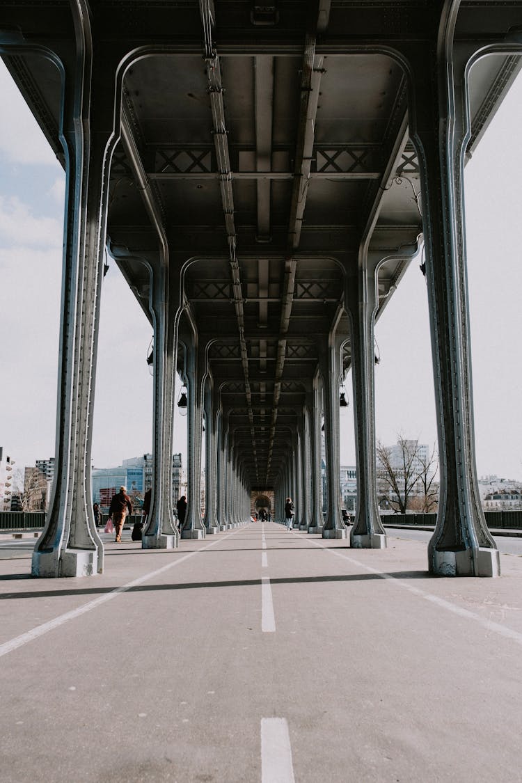 Road Under Bridge On Pillars