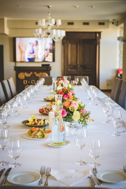 Free Empty Clear Wine Glass Lot on Table Stock Photo