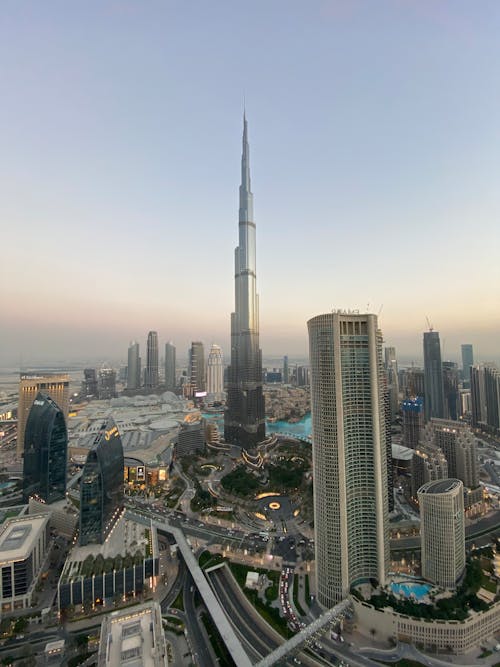 Free Aerial Shot of Burj Khalifa in Dubai  Stock Photo