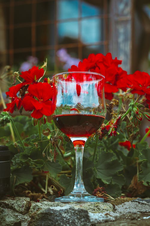 Red Wine and Red Flowers 