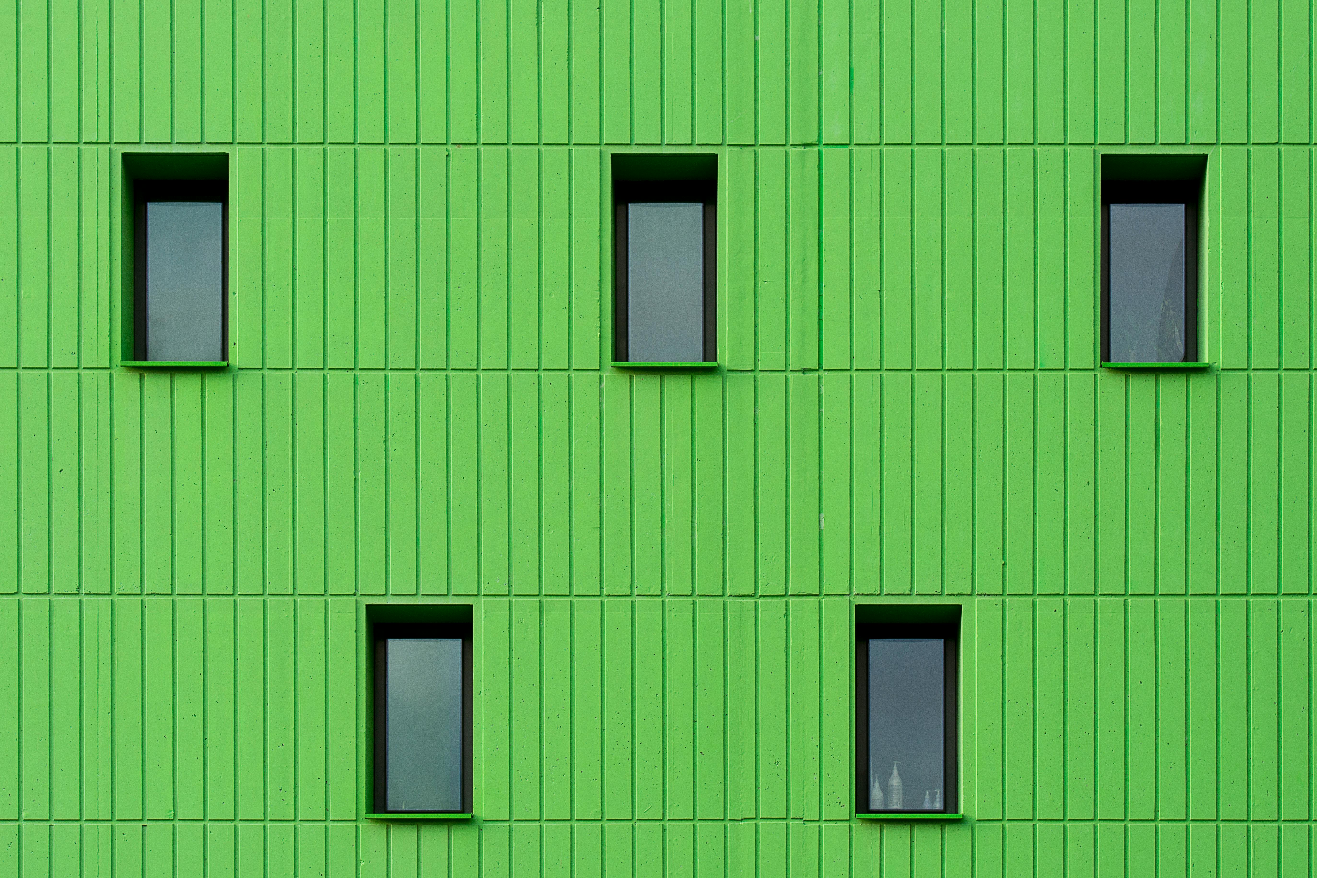 A Green Building with Windows