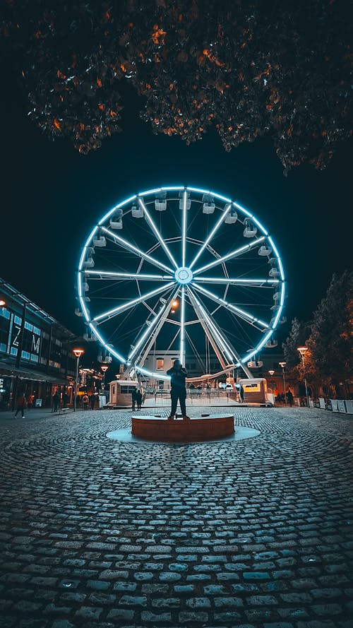 

An Illuminated Ferris Wheel at Night