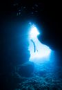 Person in Water With Blue Light