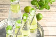 Clear Glass Pitcher With Green Lime