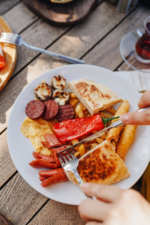 Pancake with Sausage for Breakfast 