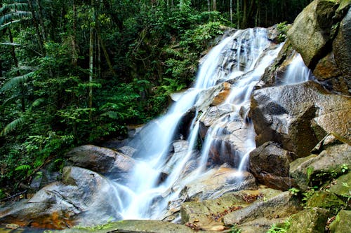 Waterfalls With Brown Stones