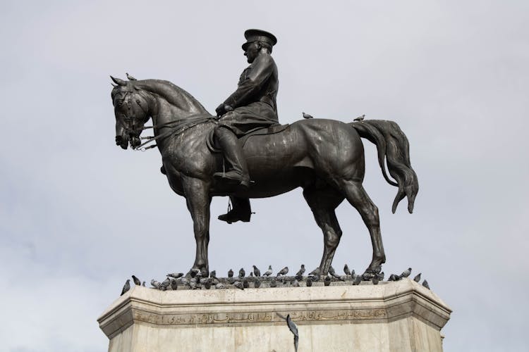 

The Statue Of Mustafa Kemal Ataturk On A Horse In Turkey