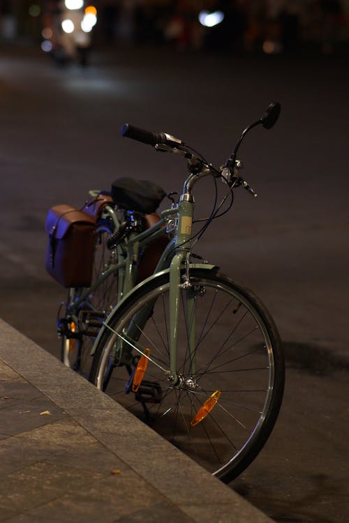 A Brown Bag Hanging on the Bicycle 
