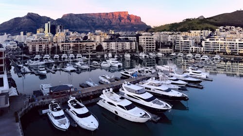 Free Aerial Cape Town Waterfront Sunrise Stock Photo