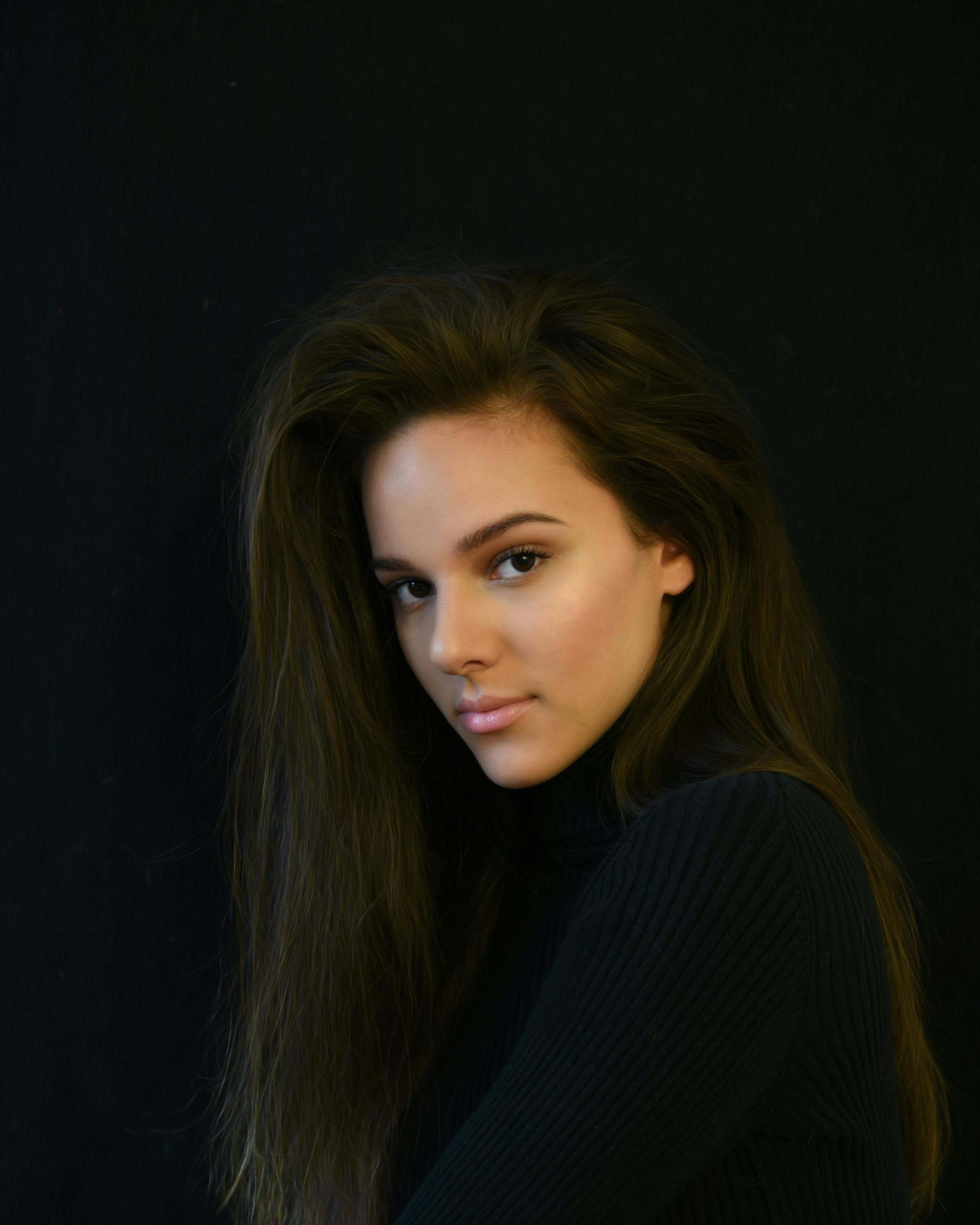 Brown Haired Woman In Black Top Free Stock Photo