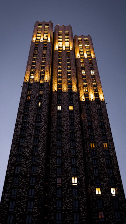 Low Angle View of a Building at Dusk 