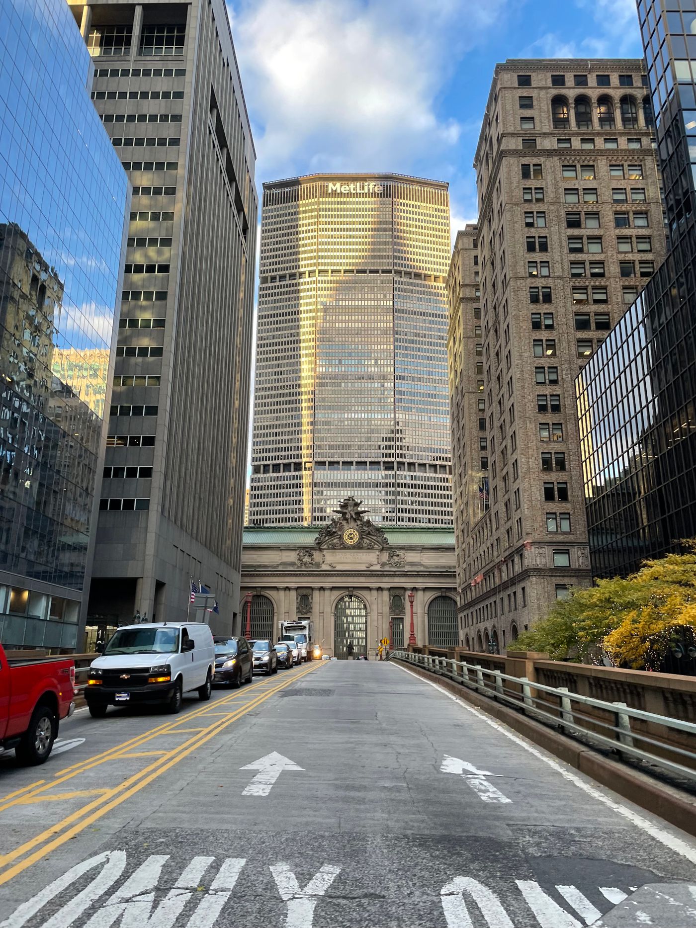 Park Avenue in New York City with the MetLife Building rising behind the street
