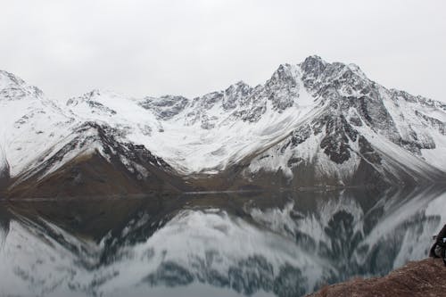 Free Mountain Covered With Snow Near Lake Landscape Photography Stock Photo