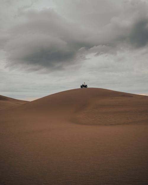 A Person Riding a Vehicle on a Sand Dune