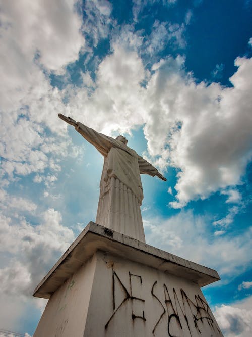 Low Angle View of the Christ Sculpture, Rio de Janeiro, Brazil