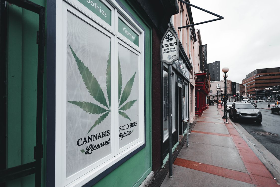 Cartel institucional de cannabis social club en pared verde