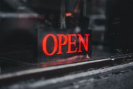 Black and Red Open Signage