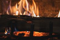 Burning Wood on Fire Pit