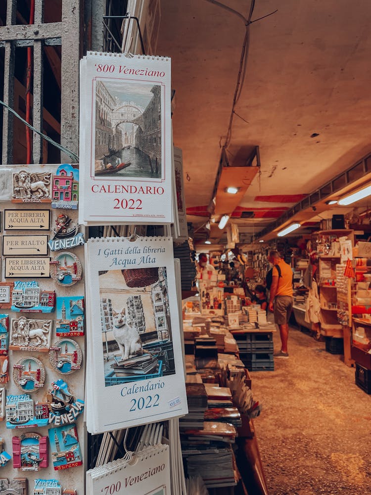 Displayed Calendars Inside A Bookstore