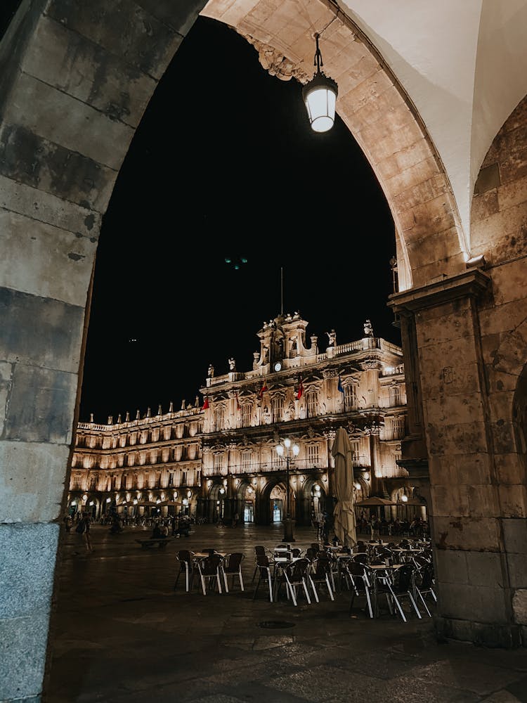 Old City Square In Lights At Night