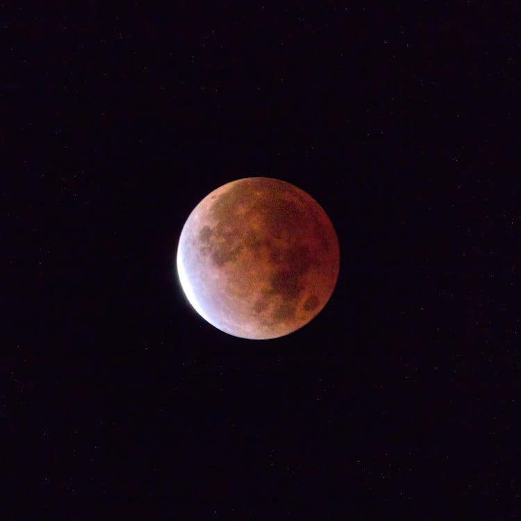 Red Full Moon On Night Sky