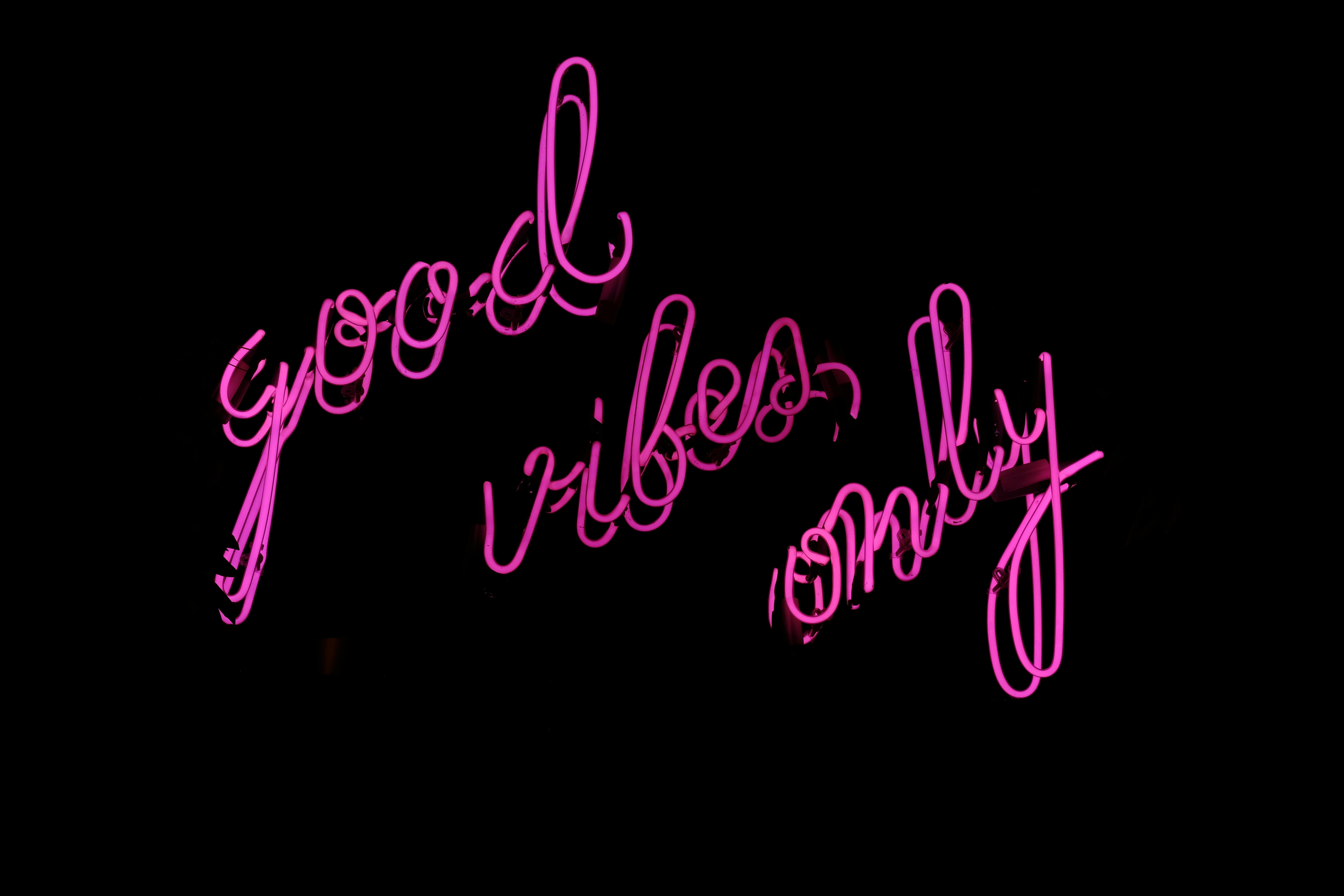 Neon Sign Good Vibes Only On A Dark Background Stock Illustration